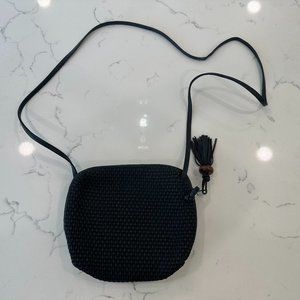 Bottega Veneta Woven Crossbody Black Wool blend and leather Bag
